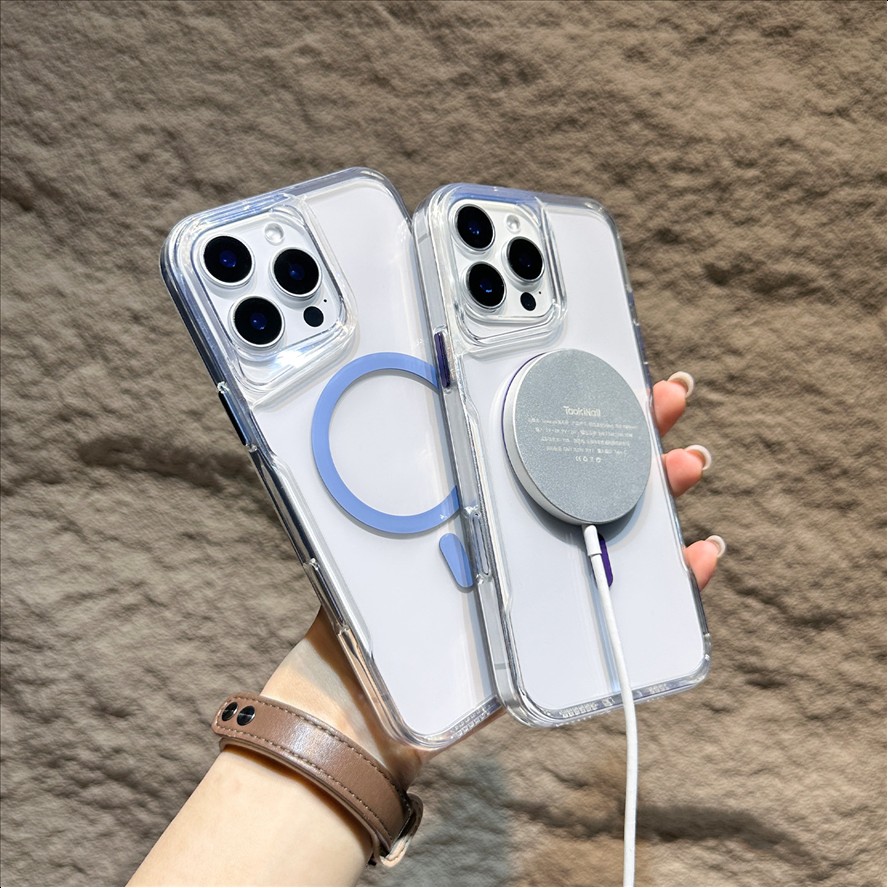 Y3 Slim-Waist Transparent Magnetic Mobile Phone Cases for iPhone 17 Pro Max 17 Air 16 15 14 13 12 11 Shockproof Clear Back Cover