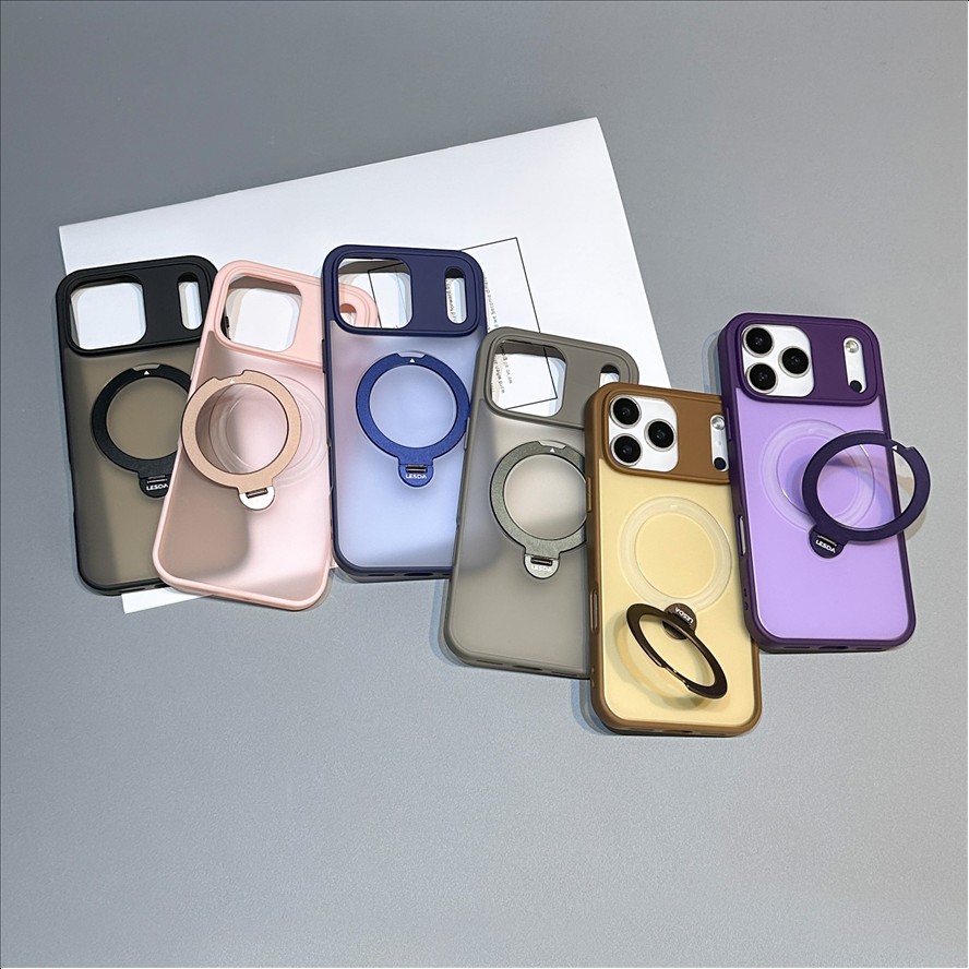 R5 Frosted Matte Magnetic Phone Case with Stand for iPhone 17 Pro Max Luxury Wireless Charging Cell Phone Covers