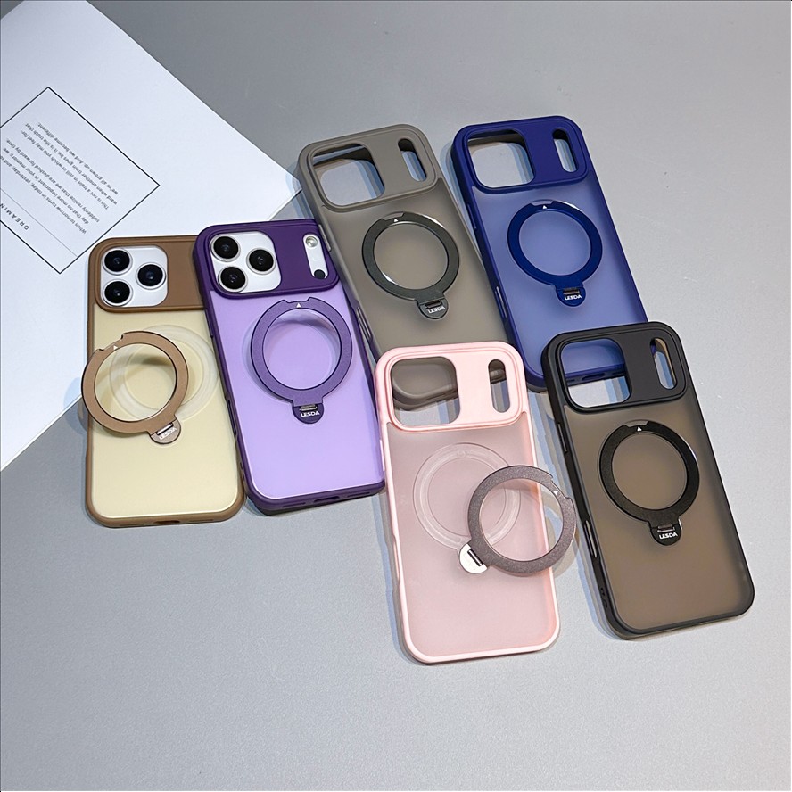 R5 Frosted Matte Magnetic Phone Case with Stand for iPhone 17 Pro Max Luxury Wireless Charging Cell Phone Covers