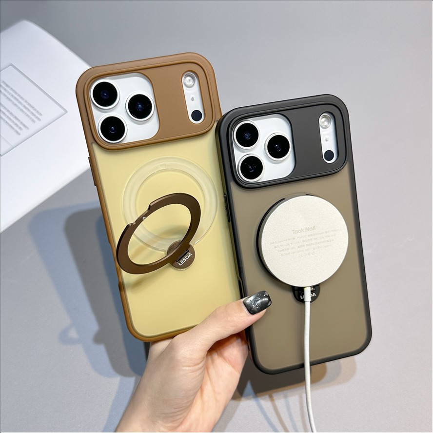 R5 Frosted Matte Magnetic Phone Case with Stand for iPhone 17 Pro Max Luxury Wireless Charging Cell Phone Covers