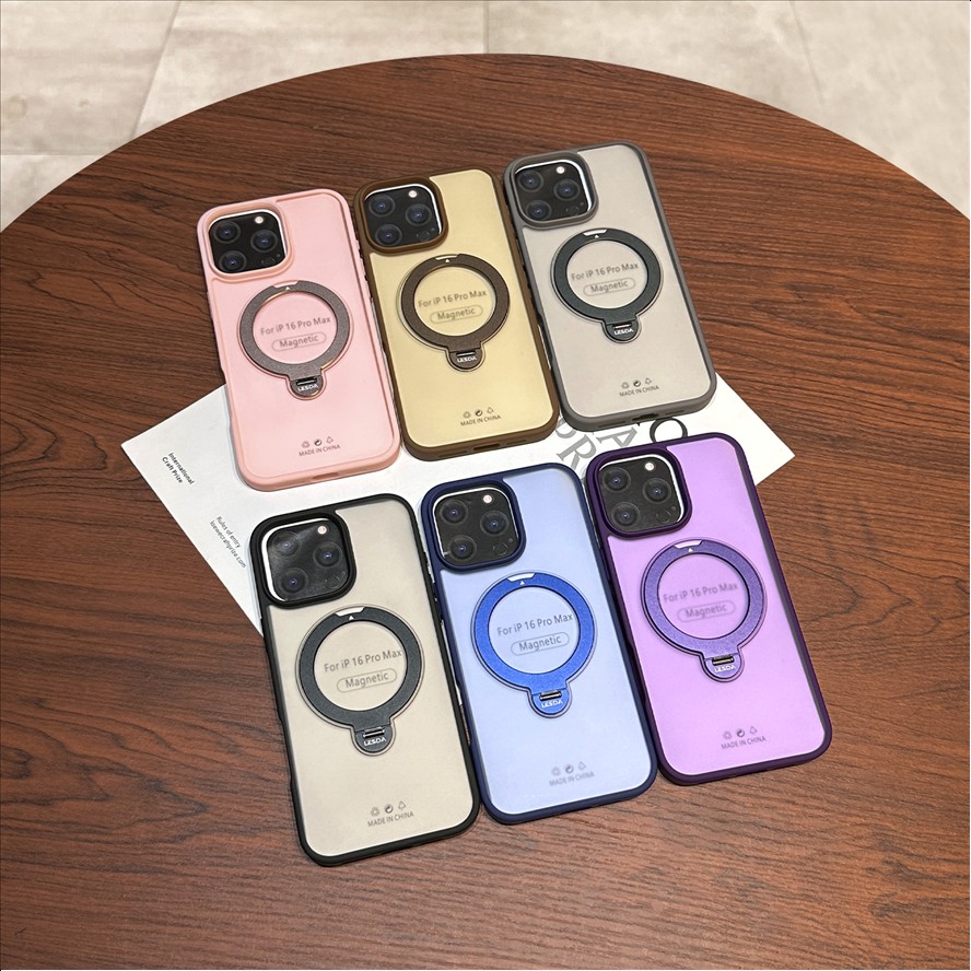 R5 Shockproof Frosted Translucent Case For iPhone 17 Air 16 Pro Max 11 12 13 14 15 16 17 18 Pro max Skin Feel Phone case with 360 Rotation Kickstand