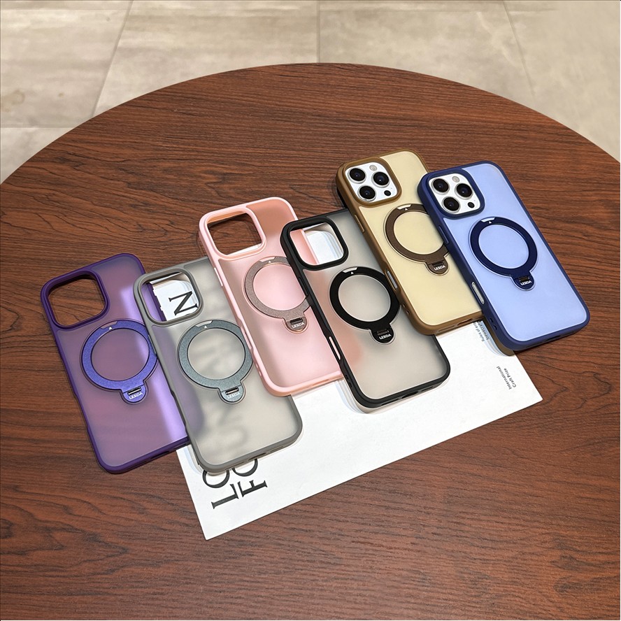 R5 Frosted Translucent Case For iPhone 17 Air 16 Pro Max 11 12 13 14 15 16 17 18 Pro max Skin Feel with 360 Rotation Kickstand