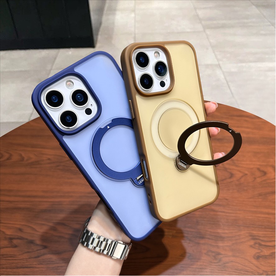 R5 Frosted Translucent Case For iPhone 17 Air 16 Pro Max 11 12 13 14 15 16 17 18 Pro max Skin Feel with 360 Rotation Kickstand