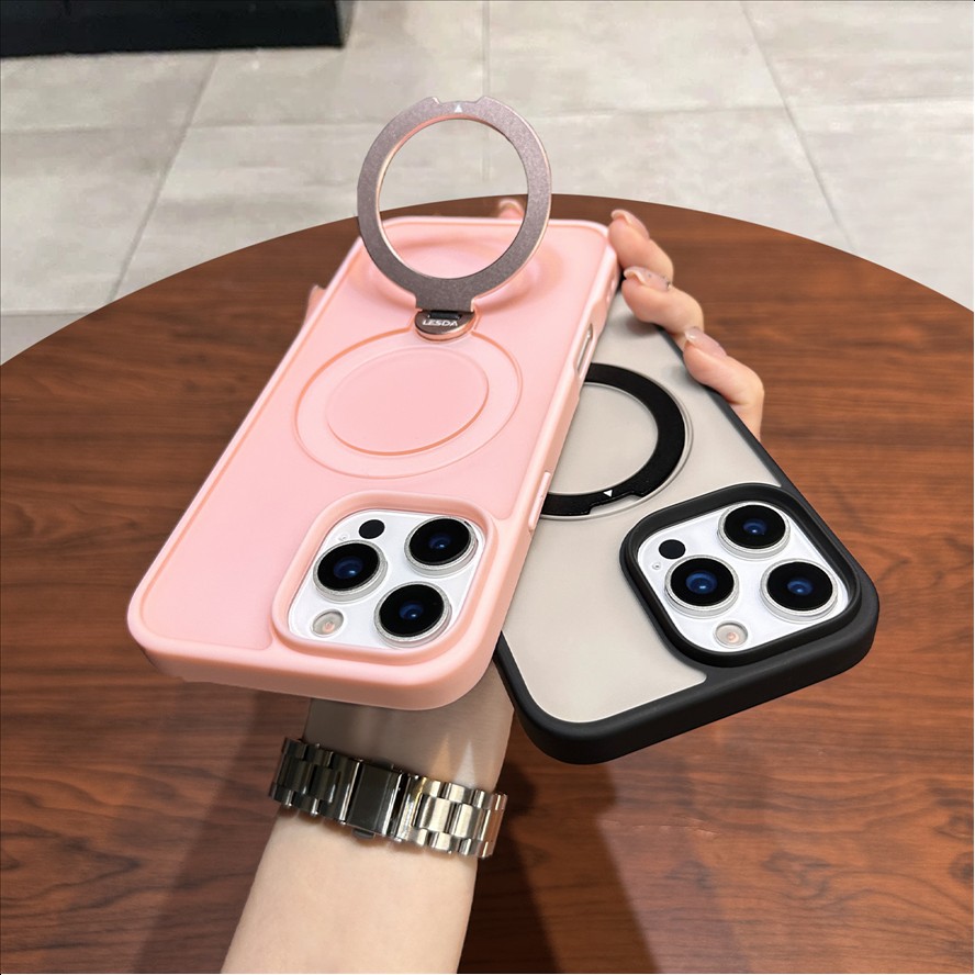 R5 Frosted Translucent Case For iPhone 17 Air 16 Pro Max 11 12 13 14 15 16 17 18 Pro max Skin Feel with 360 Rotation Kickstand