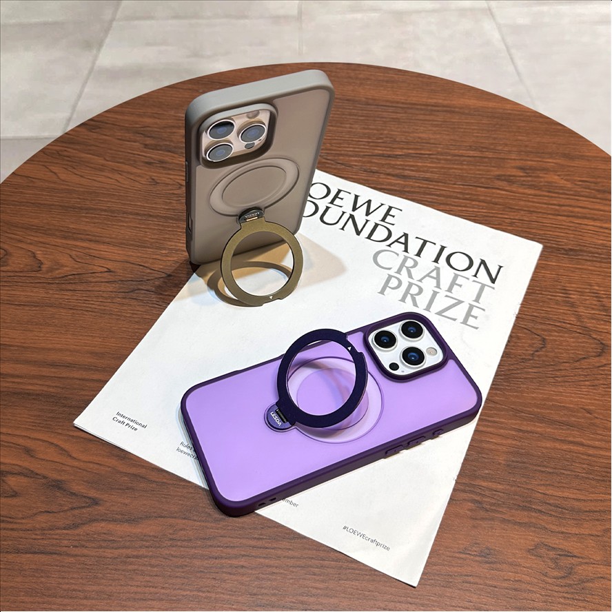 R5 Frosted Translucent Case For iPhone 17 Air 16 Pro Max 11 12 13 14 15 16 17 18 Pro max Skin Feel with 360 Rotation Kickstand