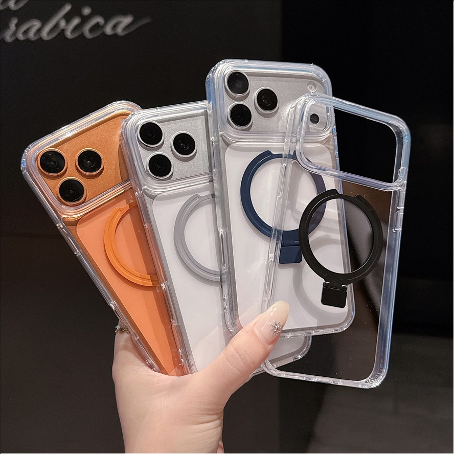 Magnetic Ring Stand Transparent Mobile Phone Case for iPhone 18 Pro Max 17 16 15 14 13 Pro Max