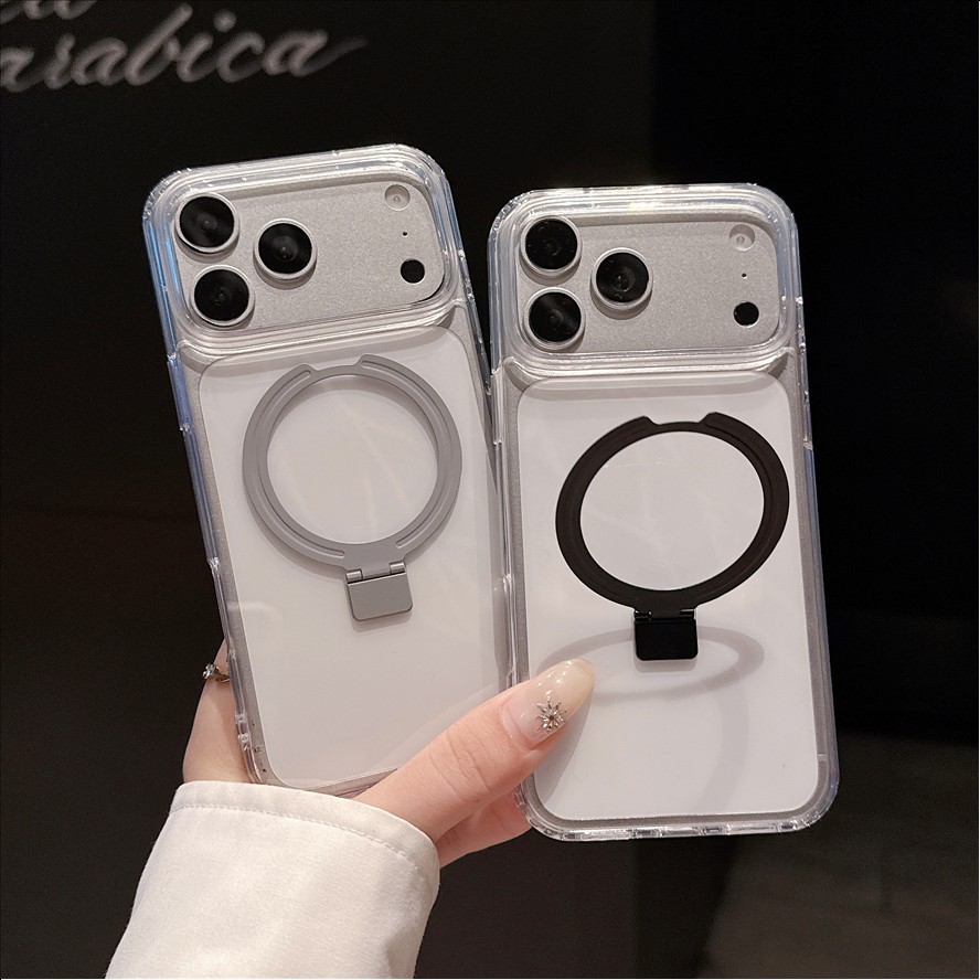 Magnetic Ring Stand Transparent Mobile Phone Case for iPhone 18 Pro Max 17 16 15 14 13 Pro Max
