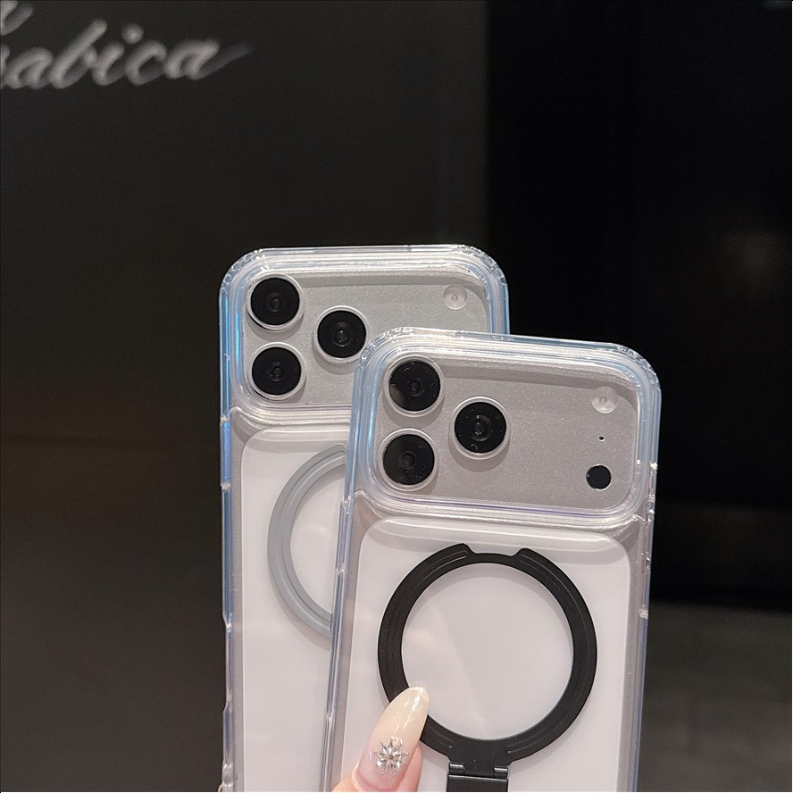 Magnetic Ring Stand Transparent Mobile Phone Case for iPhone 18 Pro Max 17 16 15 14 13 Pro Max