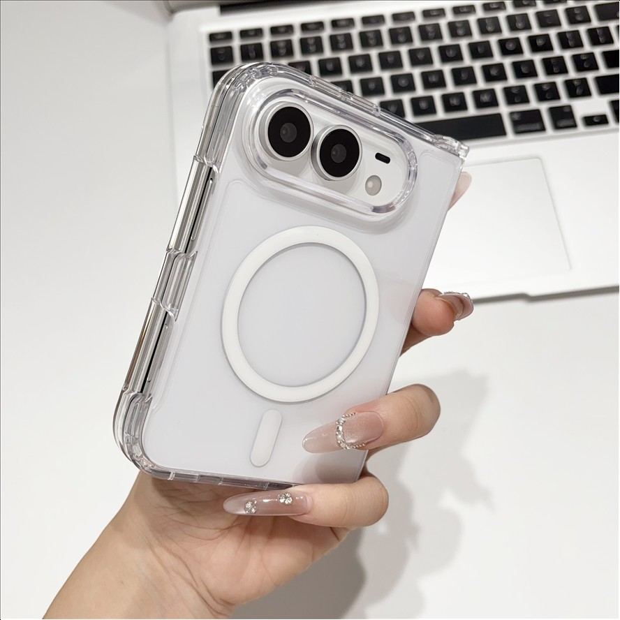 Acrylic Magnetic Fold Case for iPhone Duo Anti-Yellow for iPhone 18 Duo Cover High Quality Shockproof Transparent Mobile Phone Case