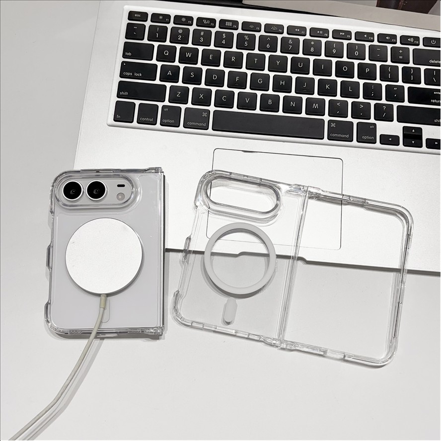 Acrylic Magnetic Fold Case for iPhone Duo Anti-Yellow for iPhone 18 Duo Cover High Quality Shockproof Transparent Mobile Phone Case