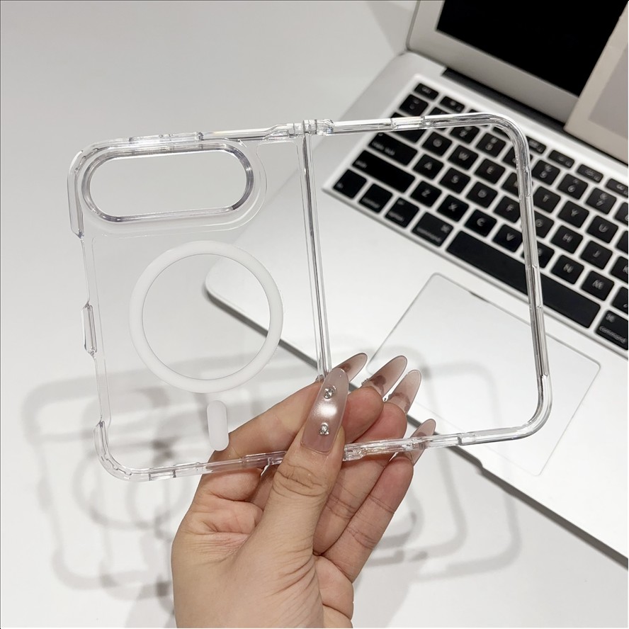 Acrylic Magnetic Fold Case for iPhone Duo Anti-Yellow for iPhone 18 Duo Cover High Quality Shockproof Transparent Mobile Phone Case