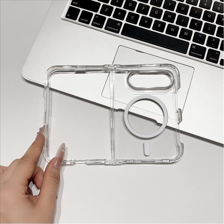Acrylic Magnetic Fold Case for iPhone Duo Anti-Yellow for iPhone 18 Duo Cover High Quality Shockproof Transparent Mobile Phone Case