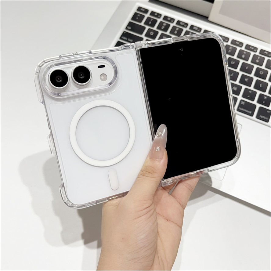 Acrylic Magnetic Fold Case for iPhone Duo Anti-Yellow for iPhone 18 Duo Cover High Quality Shockproof Transparent Mobile Phone Case
