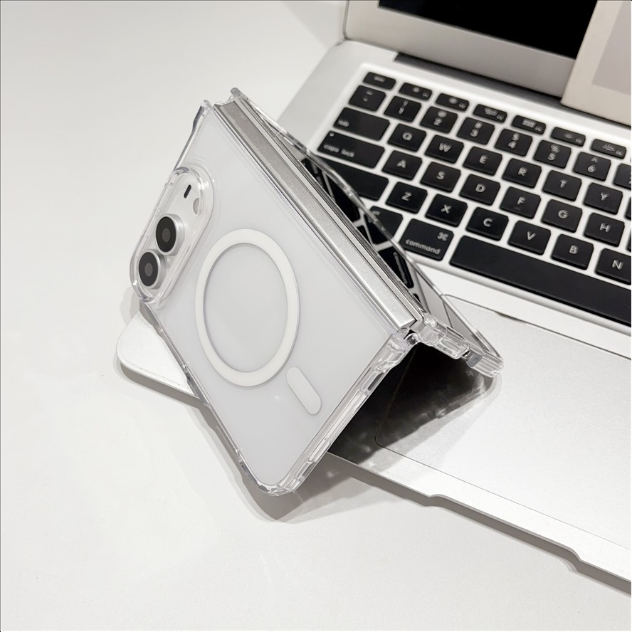 Acrylic Magnetic Fold Case for iPhone Duo Anti-Yellow for iPhone 18 Duo Cover High Quality Shockproof Transparent Mobile Phone Case