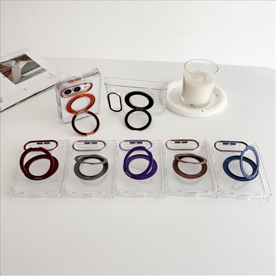 Magnetic Ring Stand Case for iPhone Duo Clear 2.0mm TPU Acrylic 2300GS Strong Hold Camera Frame Tactile Buttons
