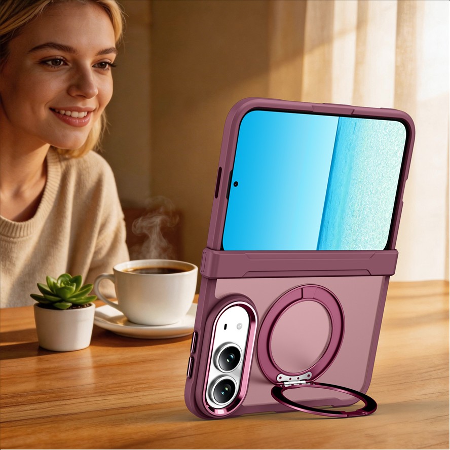 360 Rotating Stand Magnetic Wireless Charging Hinge Full-coverage Anti-drop Phone case for iphone 18 Duo