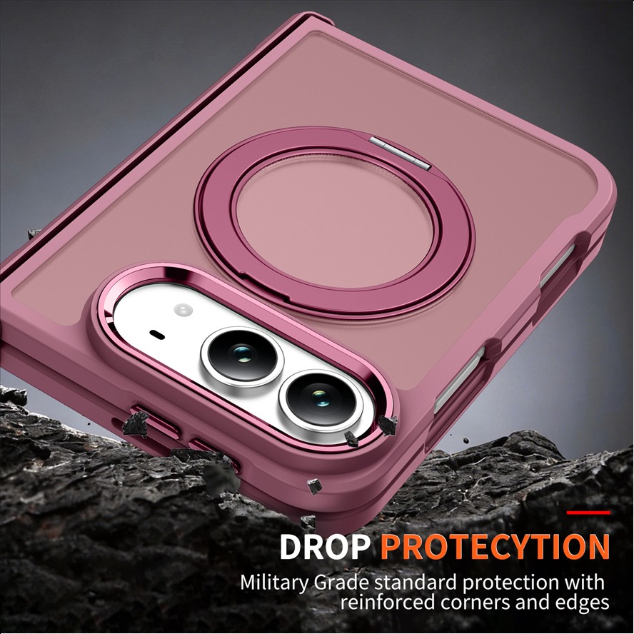 360 Rotating Stand Magnetic Wireless Charging Hinge Full-coverage Anti-drop Phone case for iphone 18 Duo