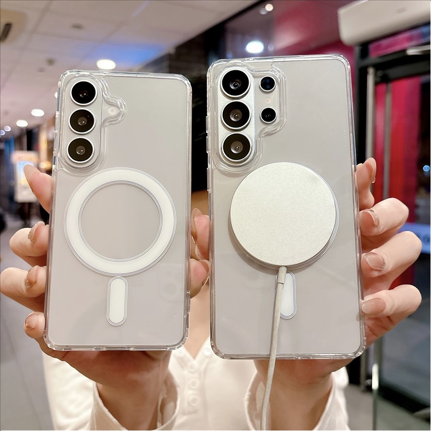 Magnetic Phone Case for Samsung S25 S24 S23 S22 S21 Ultra Plus FE A56 A36 A16 A26 A06 A35 A55 Transparent Acrylic Cover