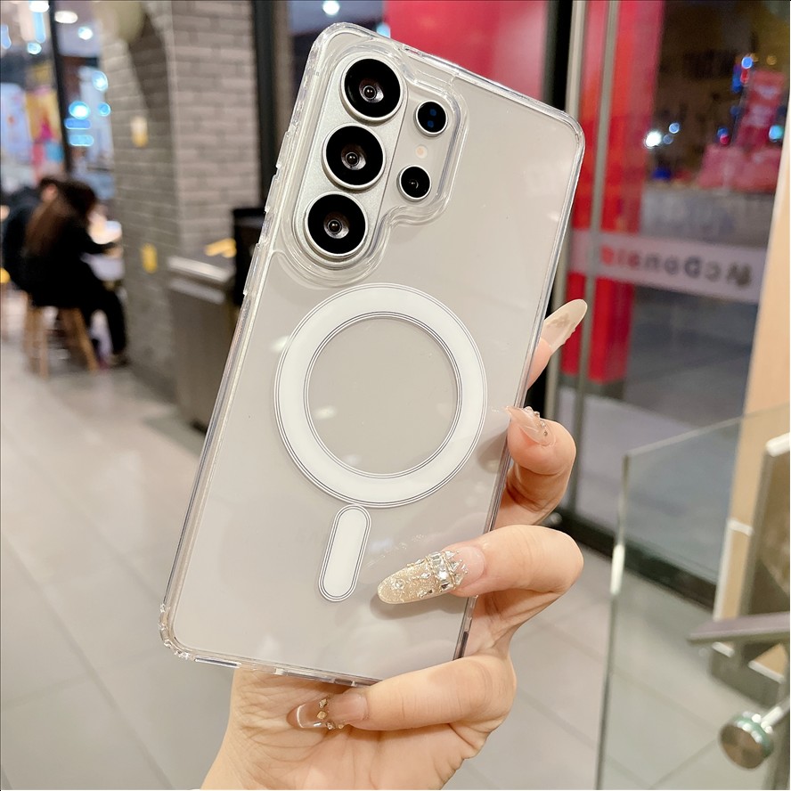 Magnetic Phone Case for Samsung S25 S24 S23 S22 S21 Ultra Plus FE A56 A36 A16 A26 A06 A35 A55 Transparent Acrylic Cover
