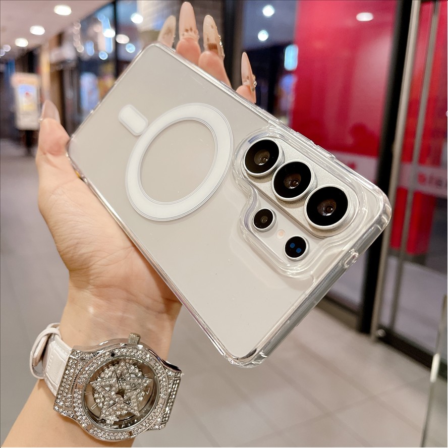 Magnetic Phone Case for Samsung S25 S24 S23 S22 S21 Ultra Plus FE A56 A36 A16 A26 A06 A35 A55 Transparent Acrylic Cover