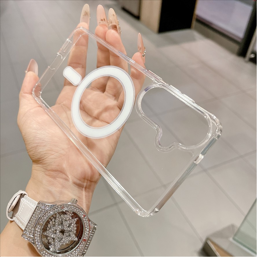 Magnetic Phone Case for Samsung S25 S24 S23 S22 S21 Ultra Plus FE A56 A36 A16 A26 A06 A35 A55 Transparent Acrylic Cover