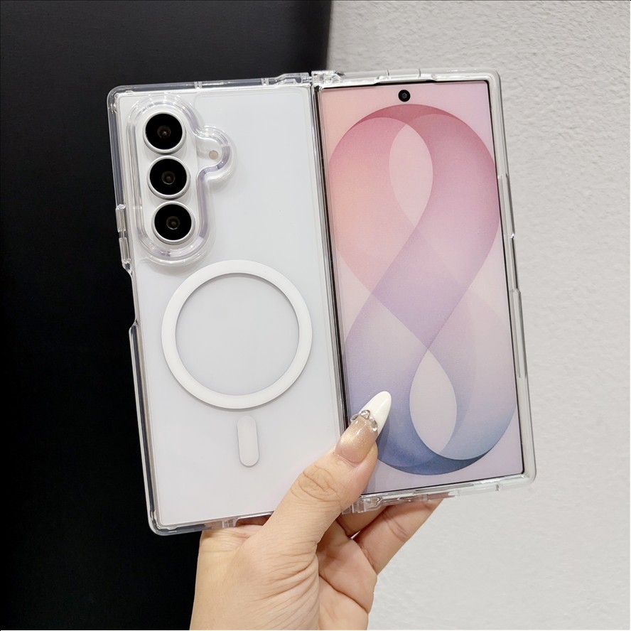 For Samsung Z Fold 7 Cases Transparent Magnetic Phone Case for Z Fold 6 5 4 3 Shockproof Clear Mobile Cover for Z Flip 7 6 5 4 3
