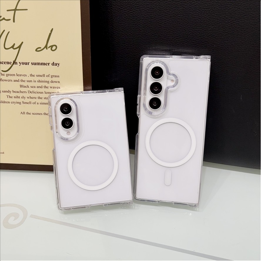 For Samsung Z Fold 7 Cases Transparent Magnetic Phone Case for Z Fold 6 5 4 3 Shockproof Clear Mobile Cover for Z Flip 7 6 5 4 3
