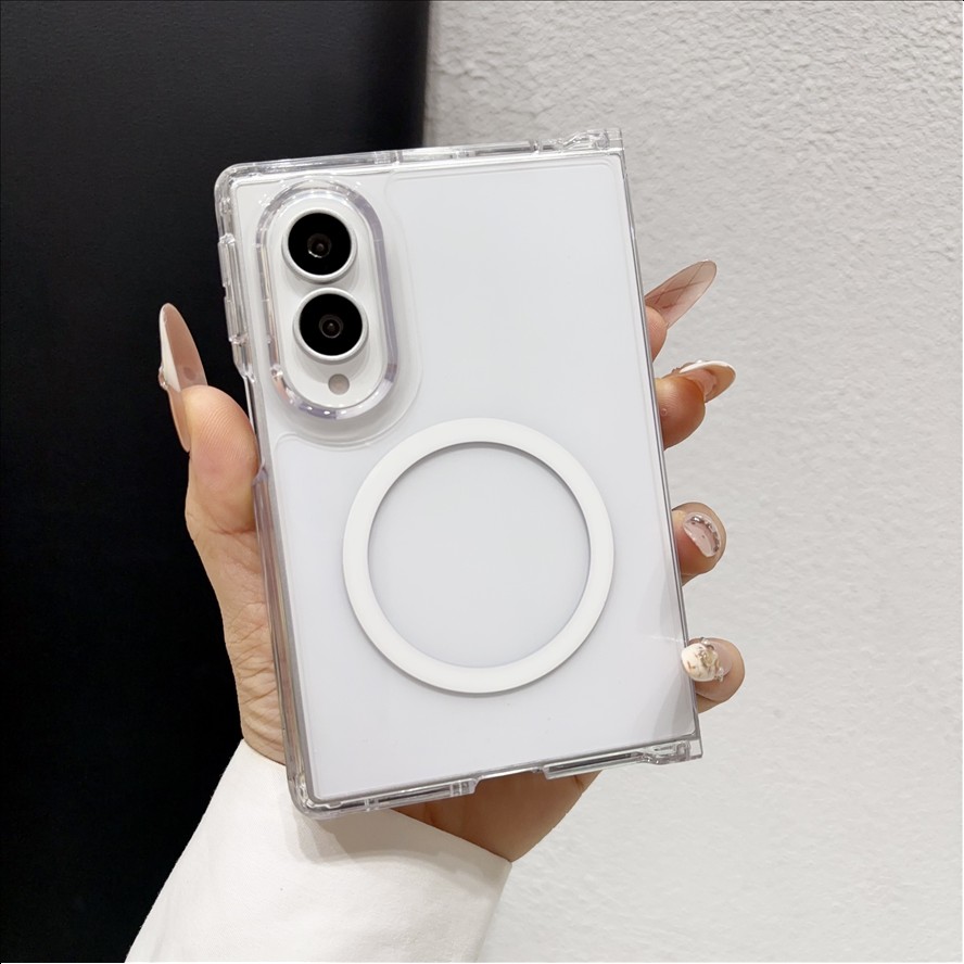 For Samsung Z Fold 7 Cases Transparent Magnetic Phone Case for Z Fold 6 5 4 3 Shockproof Clear Mobile Cover for Z Flip 7 6 5 4 3