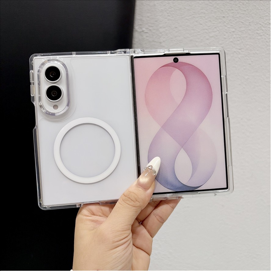 For Samsung Z Fold 7 Cases Transparent Magnetic Phone Case for Z Fold 6 5 4 3 Shockproof Clear Mobile Cover for Z Flip 7 6 5 4 3