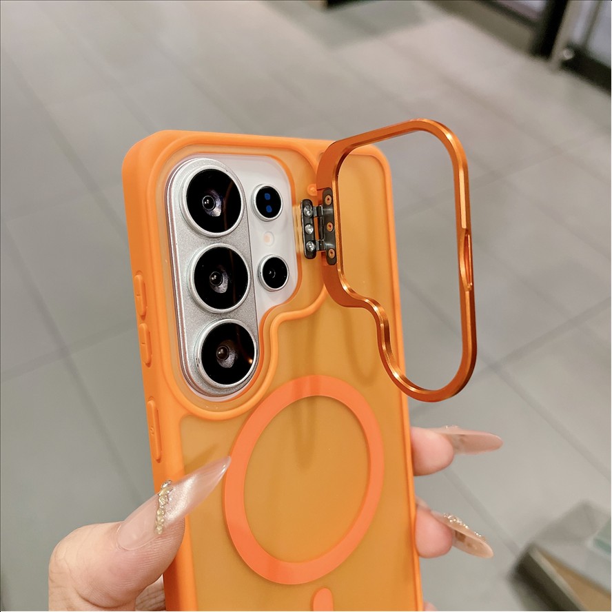 Magnetic Metal Lens Protection Stand Case for Samsung S26 S25 Edge S24 Ultra A57 A37 A17 A26 A16 A36 A56 Shockproof Cover Bumper