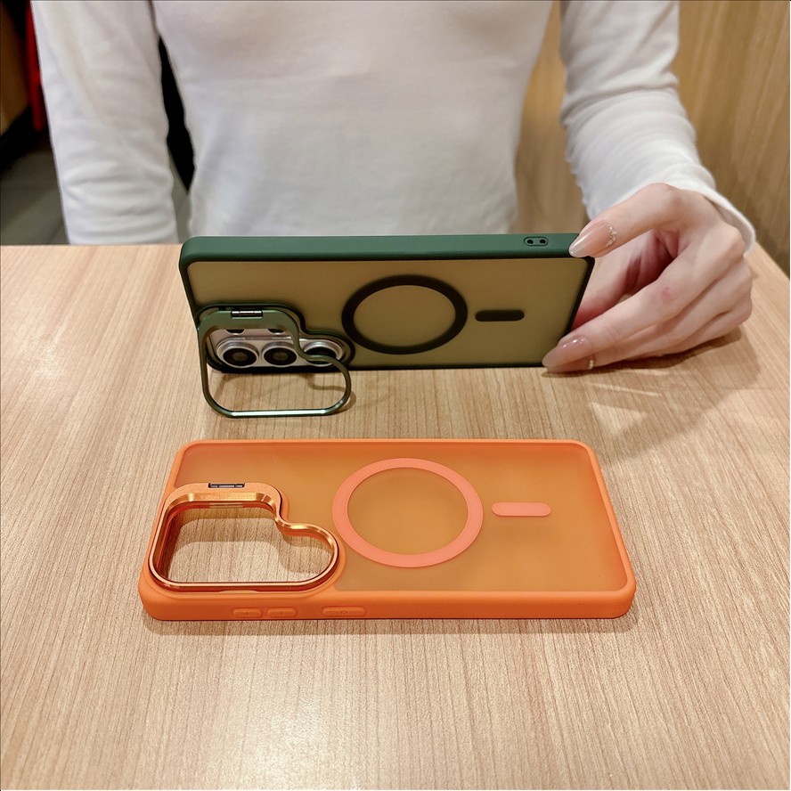 Magnetic Metal Lens Protection Stand Case for Samsung S26 S25 Edge S24 Ultra A57 A37 A17 A26 A16 A36 A56 Shockproof Cover Bumper