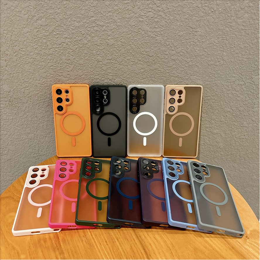 For Samsung Galaxy S25 Ultra Edge Matte Translucent Shockproof Magnetic S22 S23 S24 Ultra Plus FE Wireless Charge Phone case