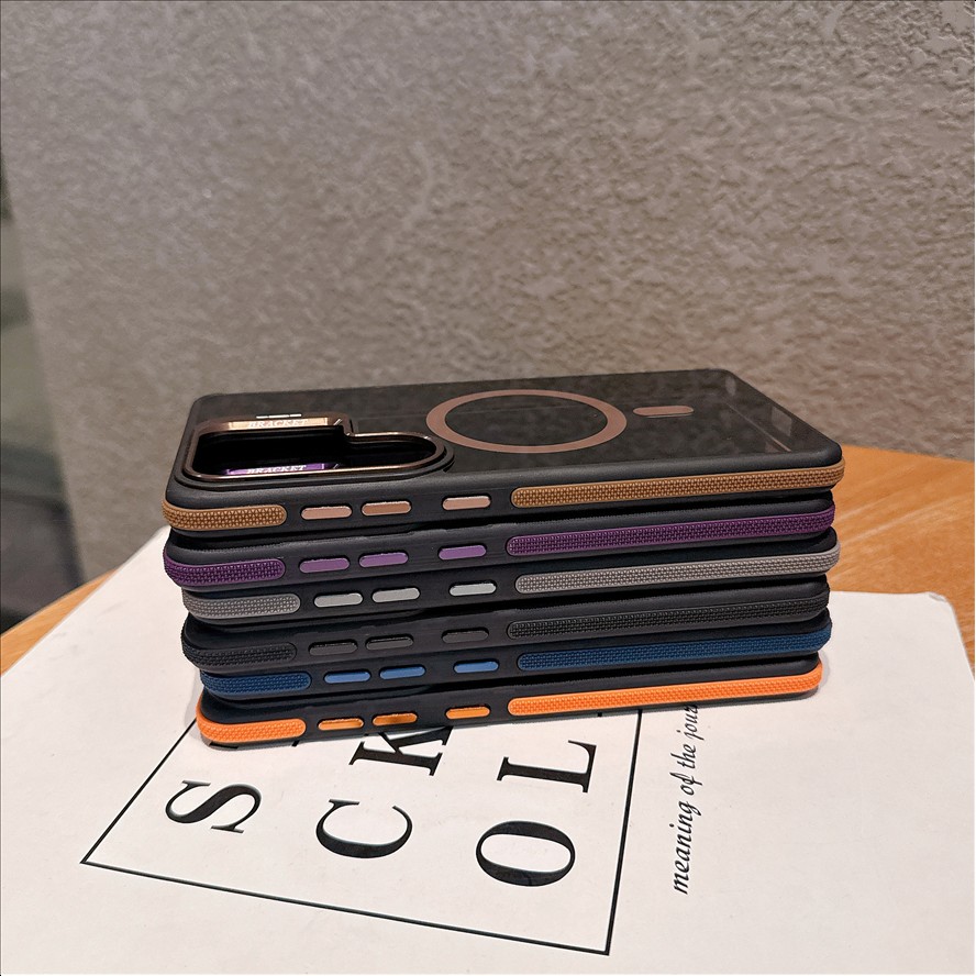 Luxury Lens Holder Bracket Cover Magnetic Anti-Slip Edge Stand Mobile Phone Case for Samsung Galaxy S26 S25 S24 S23 S22 Ultra
