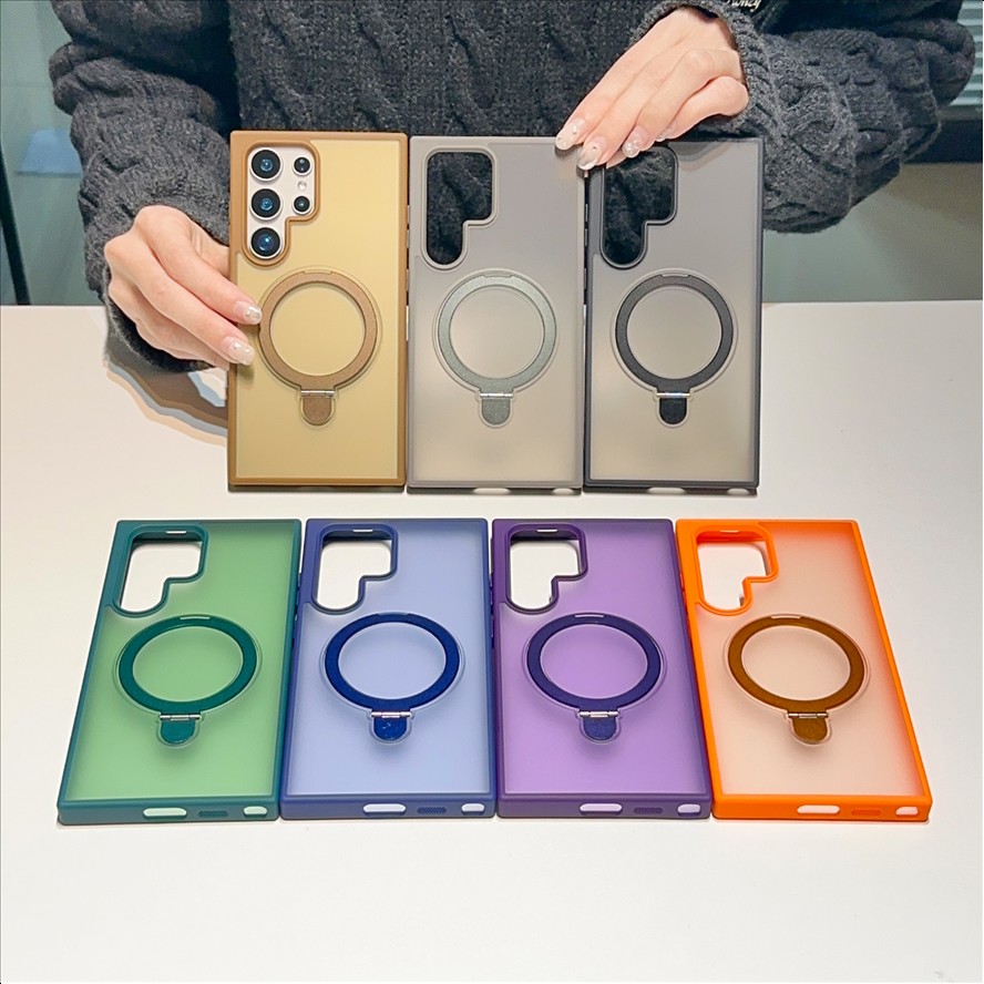 Matte Skin Feel Magnetic Ring Holder Wireless Charging Mobile Phone Case for Samsung Galaxy S26 Ultra S25 S24 S23 S22