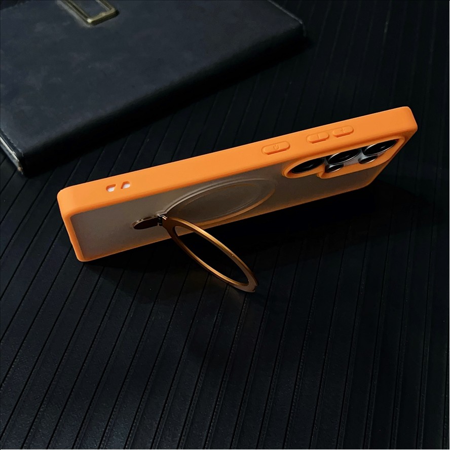 Matte Frosted Magnetic Holder Mobile Phone Case for Samsung S26 ultra S25 S24 FE Shockproof TPU PC Cases Transparent Back Cover