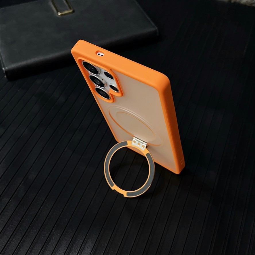 Matte Frosted Magnetic Holder Mobile Phone Case for Samsung S26 ultra S25 S24 FE Shockproof TPU PC Cases Transparent Back Cover