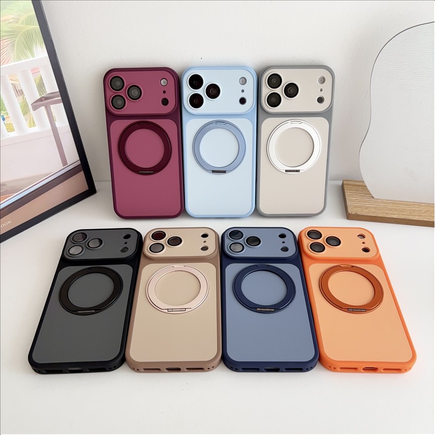 Wireless Charging Magnetic Bracket Ring Stand Phone Case for iPhone 18 Pro 18 17 16 15 14 13 Pro Max