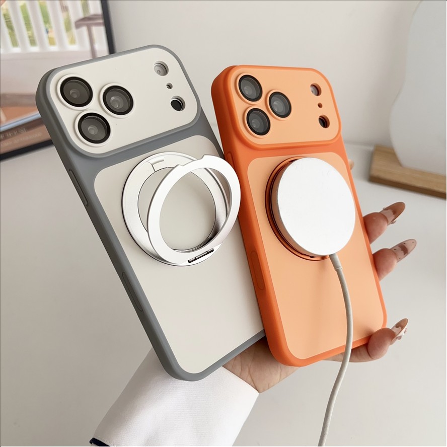 Wireless Charging Magnetic Bracket Ring Stand Phone Case for iPhone 18 Pro 18 17 16 15 14 13 Pro Max