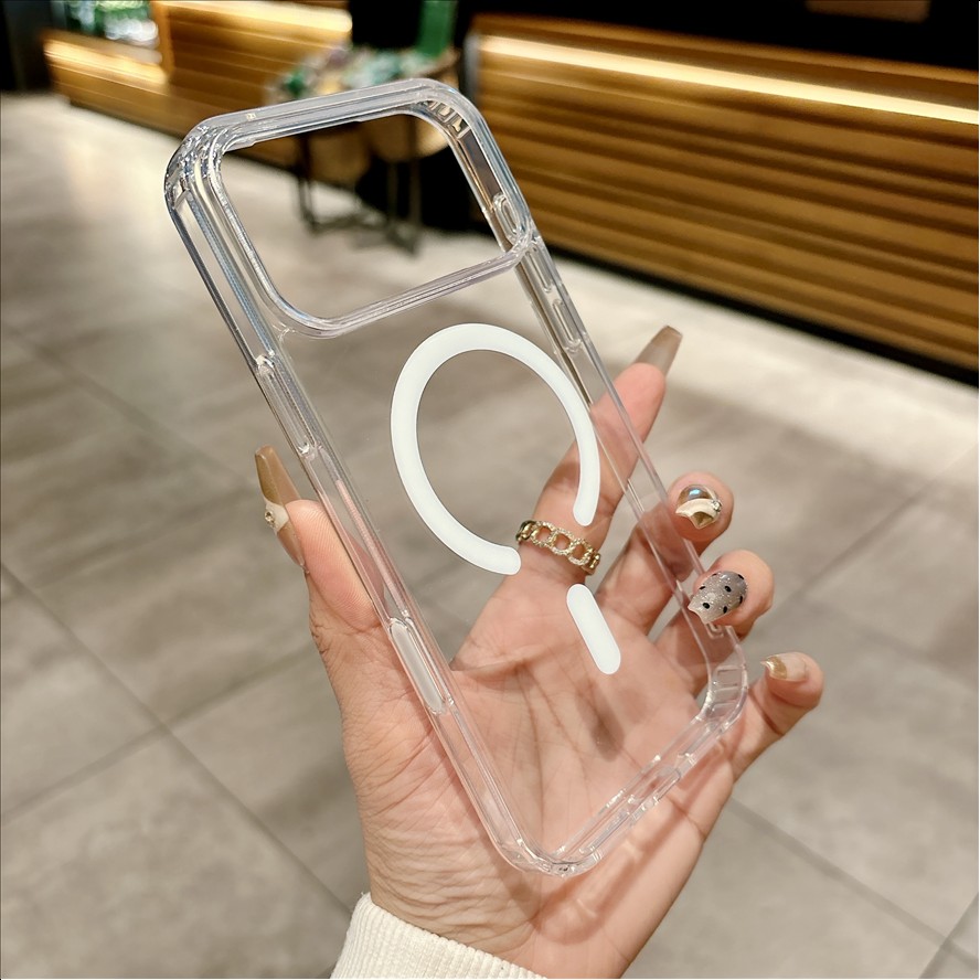 Acrylic+TPU Magnetic HD Clear Transparent Case for iPhone 16 17 18 Pro Max New Generation Mobile Phone Case