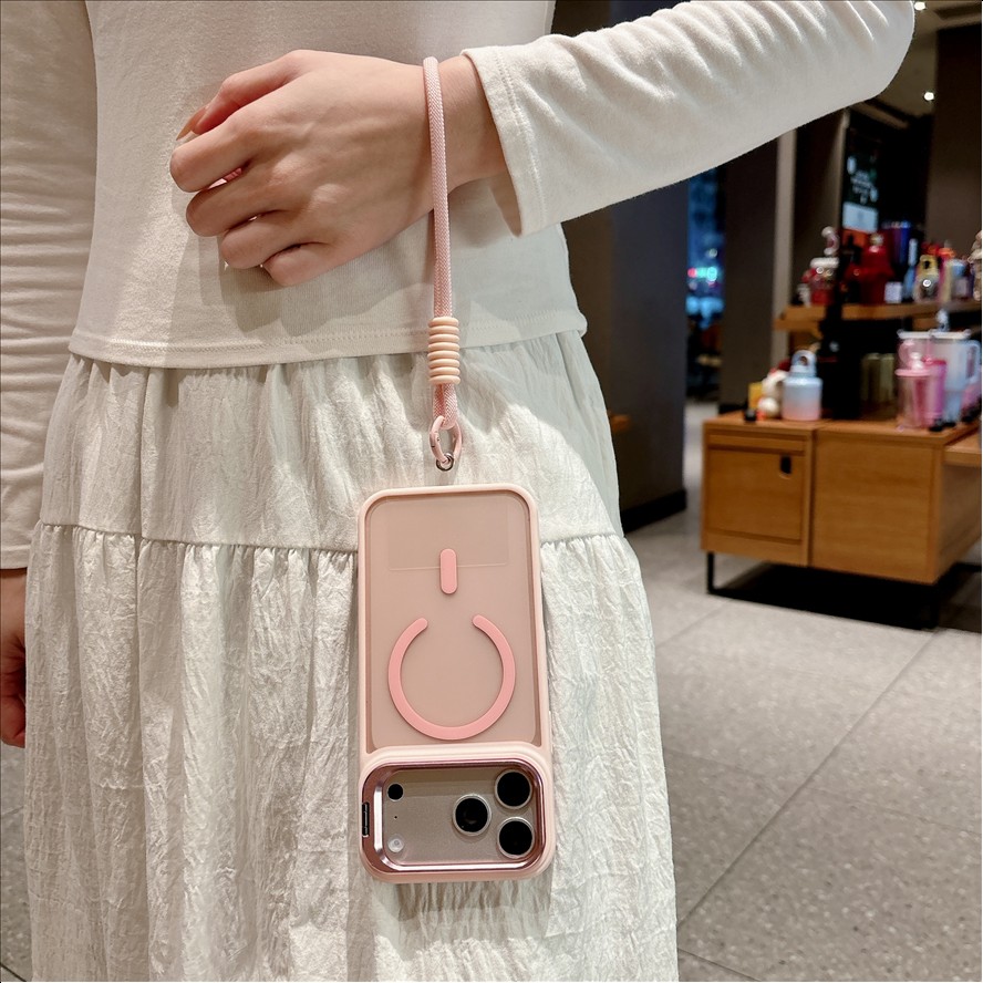 Bracket Holder Lanyard Phone Case for iPhone 18 17 13 15 14 12 11 Pro Max 16E 17e 16 Plus Magnetic Cover Strap Camera Support
