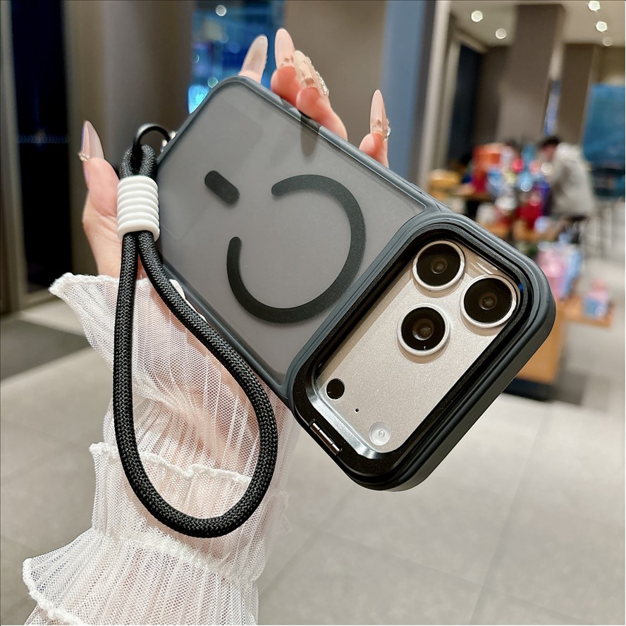 Bracket Holder Lanyard Phone Case for iPhone 18 17 13 15 14 12 11 Pro Max 16E 17e 16 Plus Magnetic Cover Strap Camera Support
