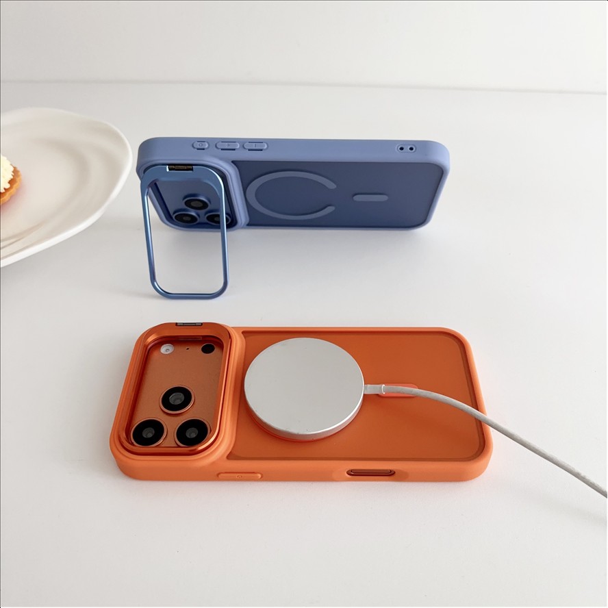 Skin Touch Matte Clear Case for iPhone 12 13 14 15 16 17 18 Pro Max Wireless Charging Magnetic Floding Bracket Kickstand Cover