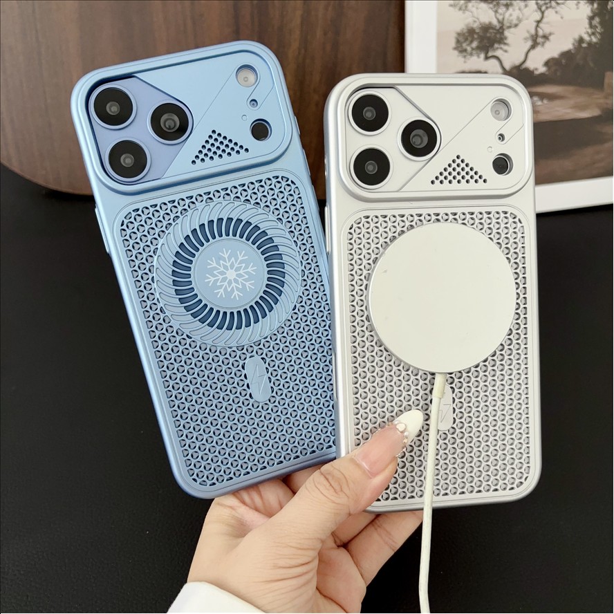 Magnetic Hollow Ice Feeling Cooling Phone Case for iPhone 18 Pro 17 16 E 15 14 13 12 Pro Max Shockproof Cover