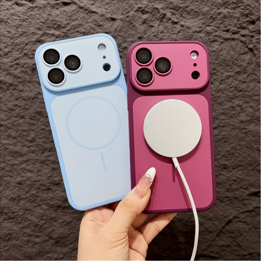 Matte Armor Magnetic Wireless Charging Phone Case for iPhone 18 17 16 15 Pro Max 14 12 13 11 Pro Case Shockproof Cover
