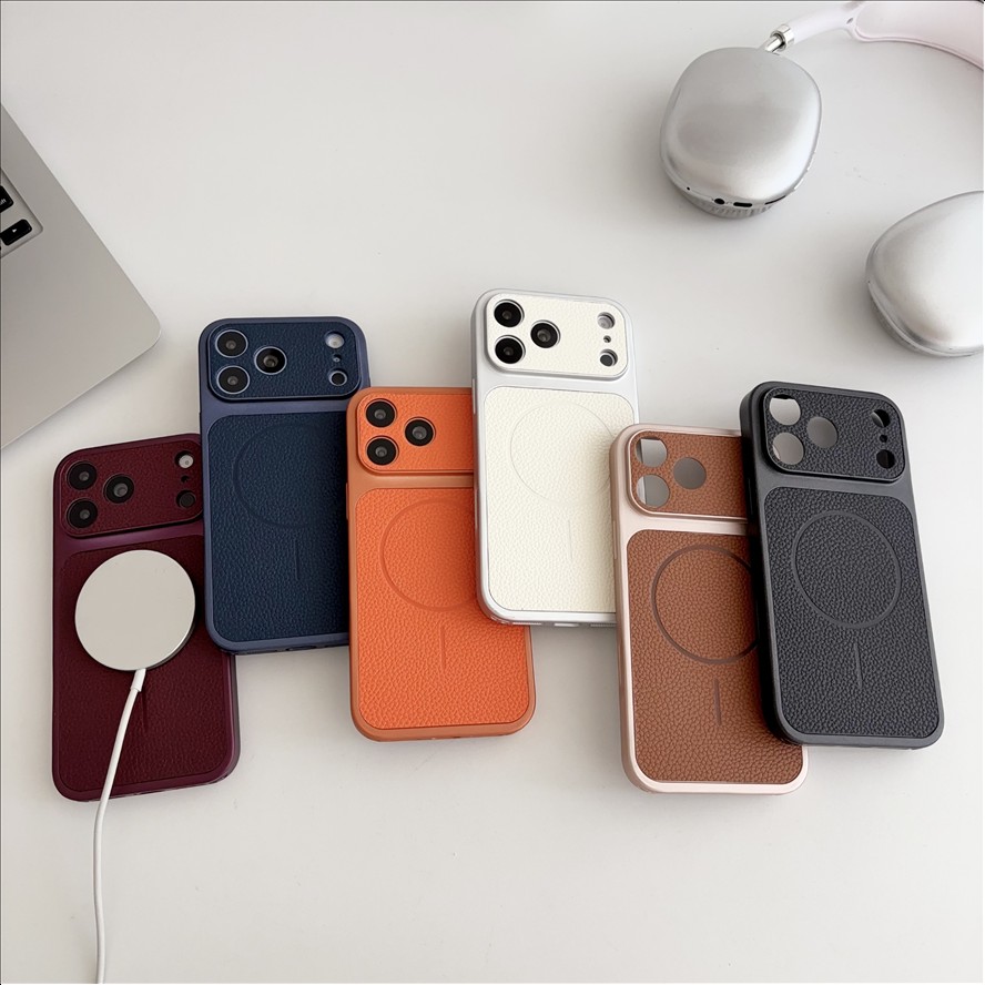 Litchi Texture Leather Magnetic Phone Case for Iphone, Antishock Minimalist Luxury for Iphone Mobile Cover